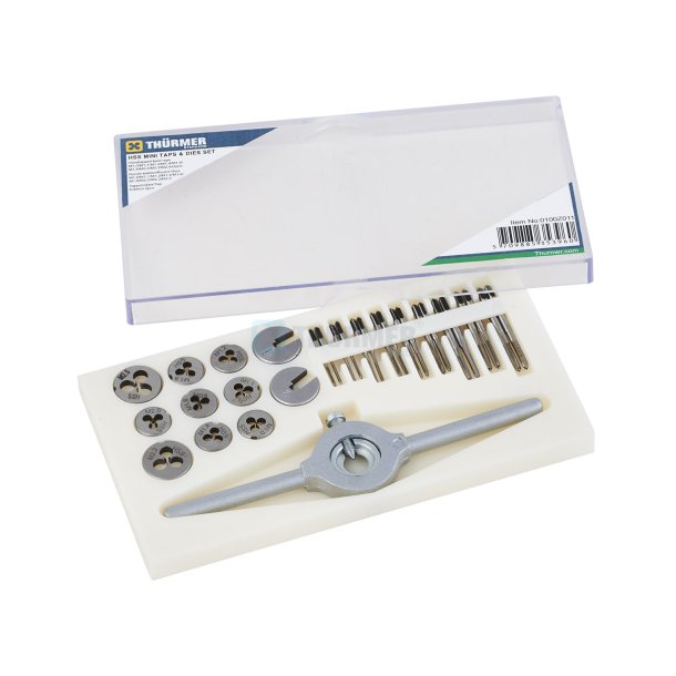 M1-M2.5 HANDTAP SET + ROUND DIES + AUXM1 M1,1 M1,2 M1,4 M1,6 M1,8 M2 M2,2 M2,5