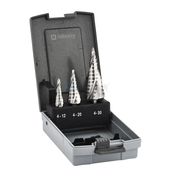 S�T TRAPPEBOR 4-30 MM HSS 3 STK. M/BITS SKAFT4-12MM / 4-20 MM / 4-30 MM