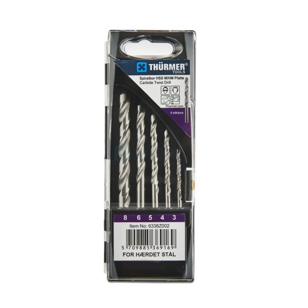 KASSETTE 3-8.0 MM SPIRALBOR M/HM PLATTE 5 STK.ST MED HM BOR 3-8 MM. 5 STK.